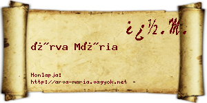 Árva Mária névjegykártya