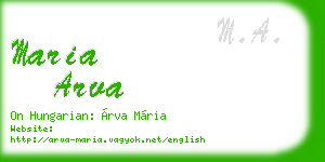 maria arva business card