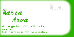 maria arva business card